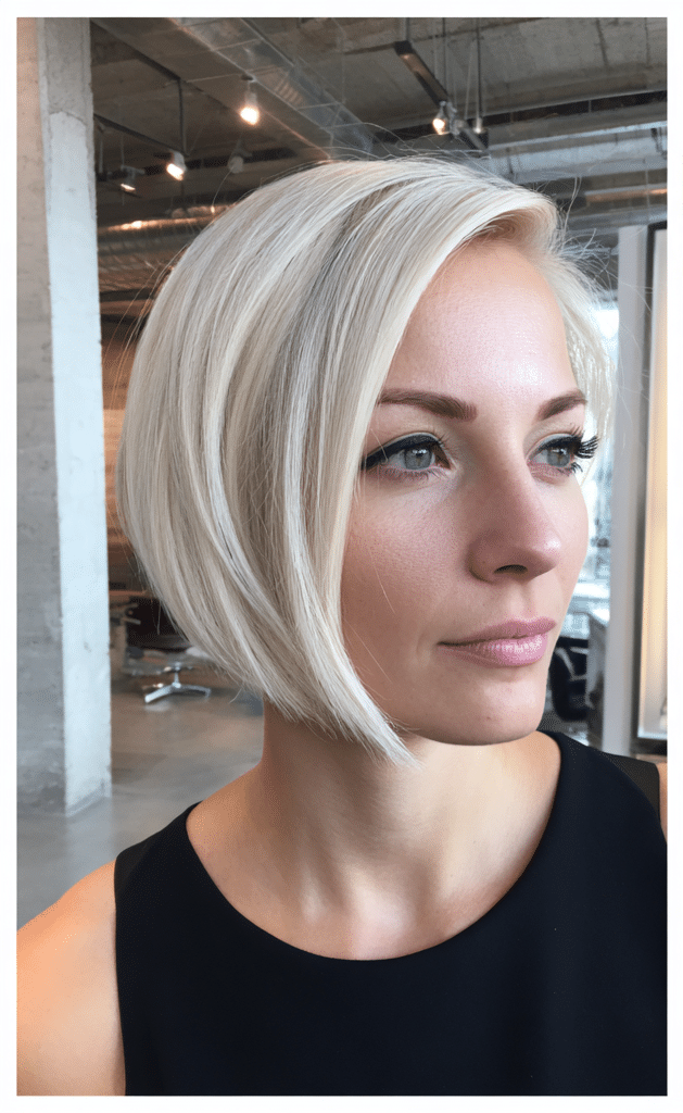 Icy Platinum Chin-Length Bob Hair