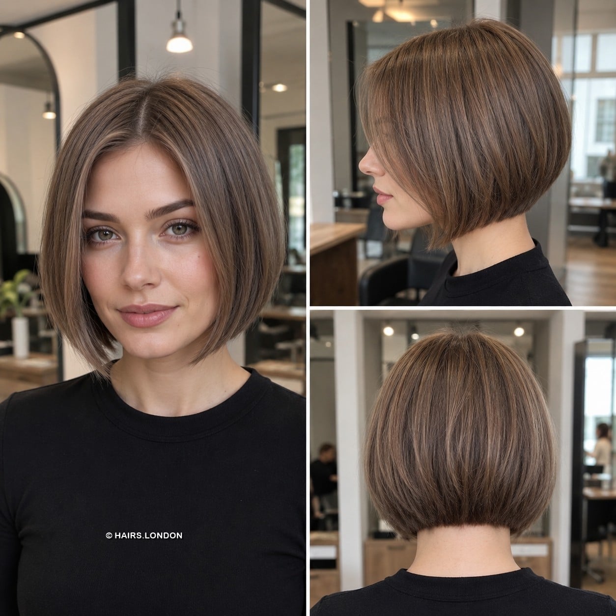 Mushroom Ash Brunette Bob Hair
