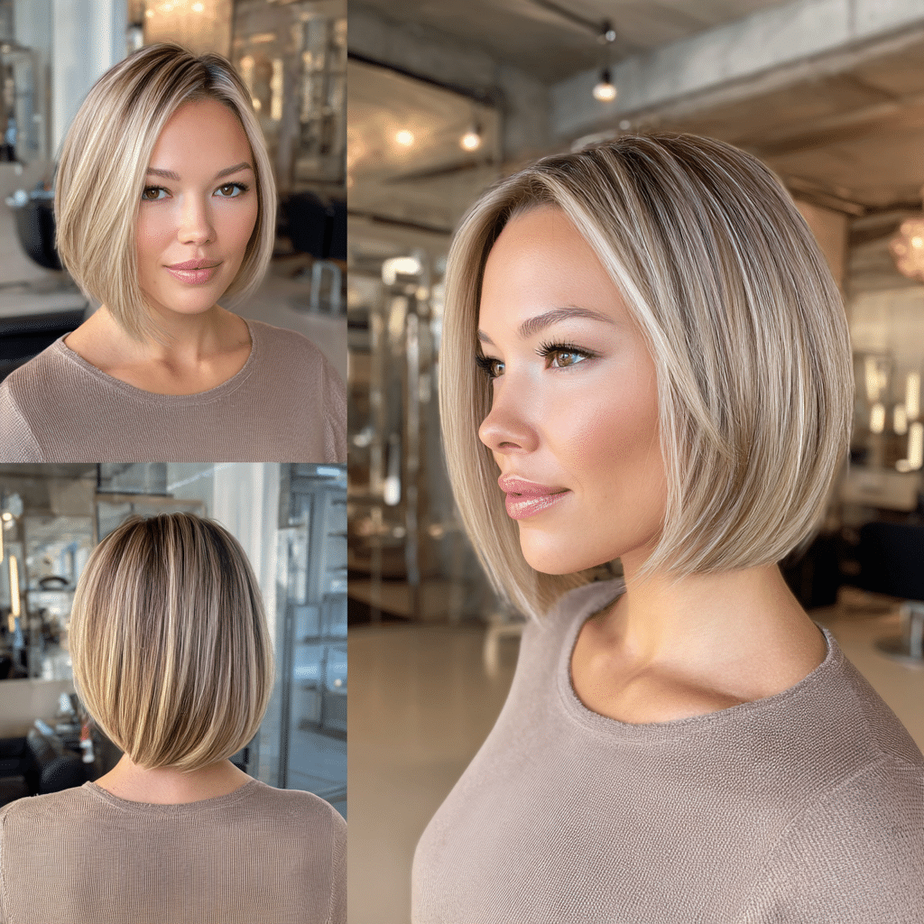Creamy Beige Blonde Bob Hair