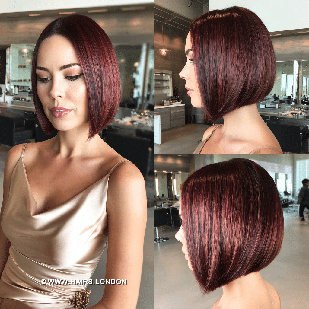 Velvet Burgundy Red Bob Hair