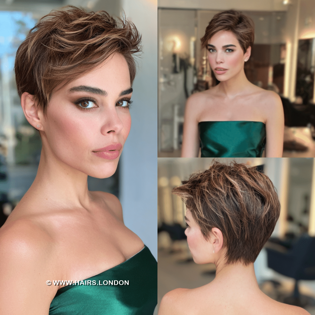 Warm Mocha Bronde Pixie Hair