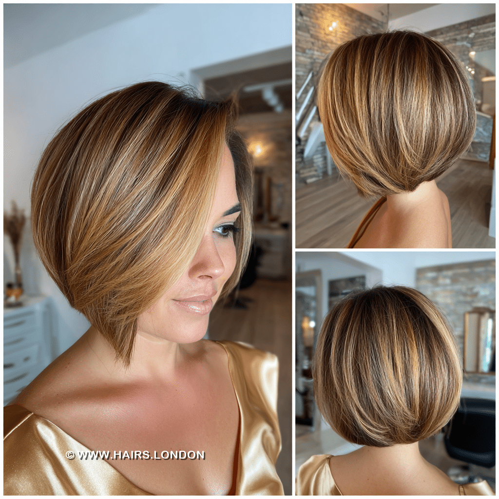 Honey Caramel Highlighted Bob Hair