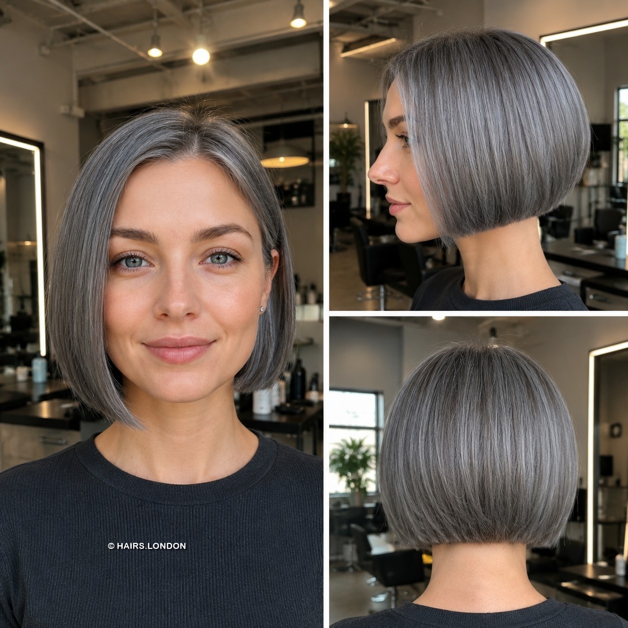 38 Hottest Short, Graduated Bob Haircuts for Women Smoky Silver Gray Bob Hair