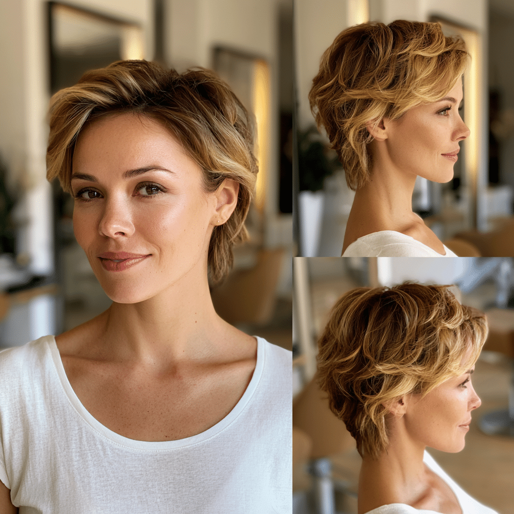 Honey Caramel Blonde Pixie Hair