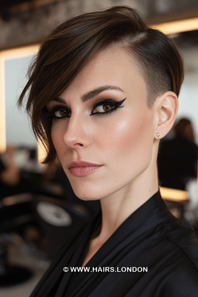 Rich Espresso Brown Asymmetrical Pixie Hair