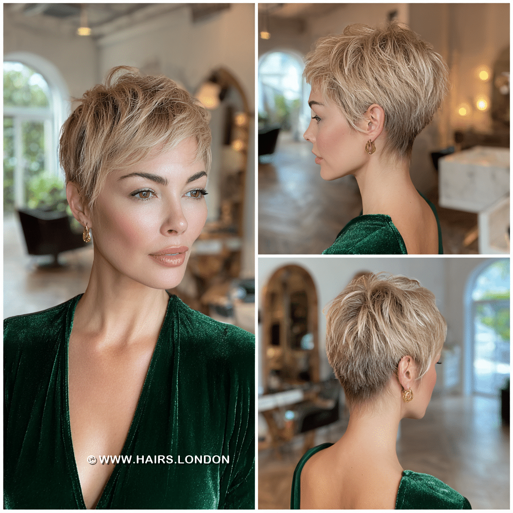 Soft Champagne Blonde Pixie Hair