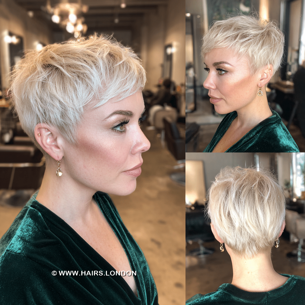 Soft Champagne Blonde Pixie Hair