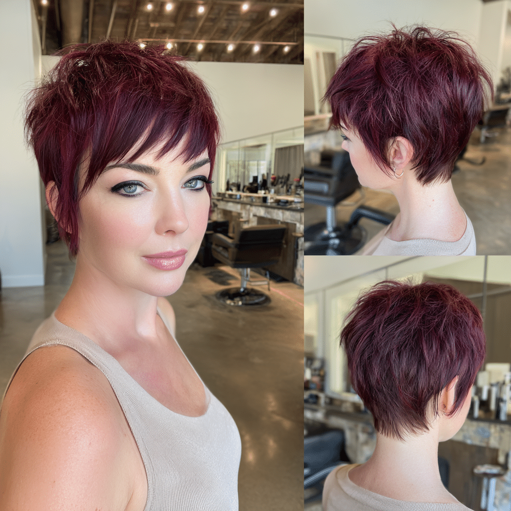 Deep Burgundy Wine Pixie Hair