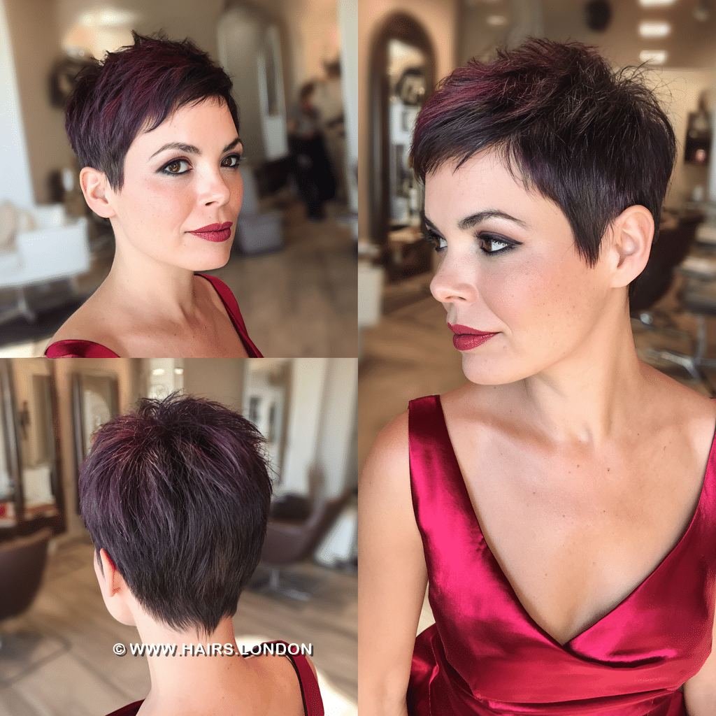 Deep Plum Burgundy Pixie Hair