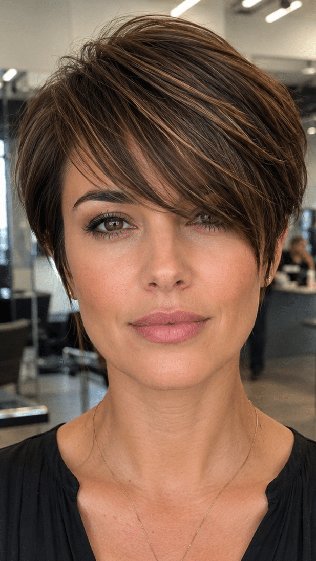 Mocha Caramel Brunette Pixie Hair