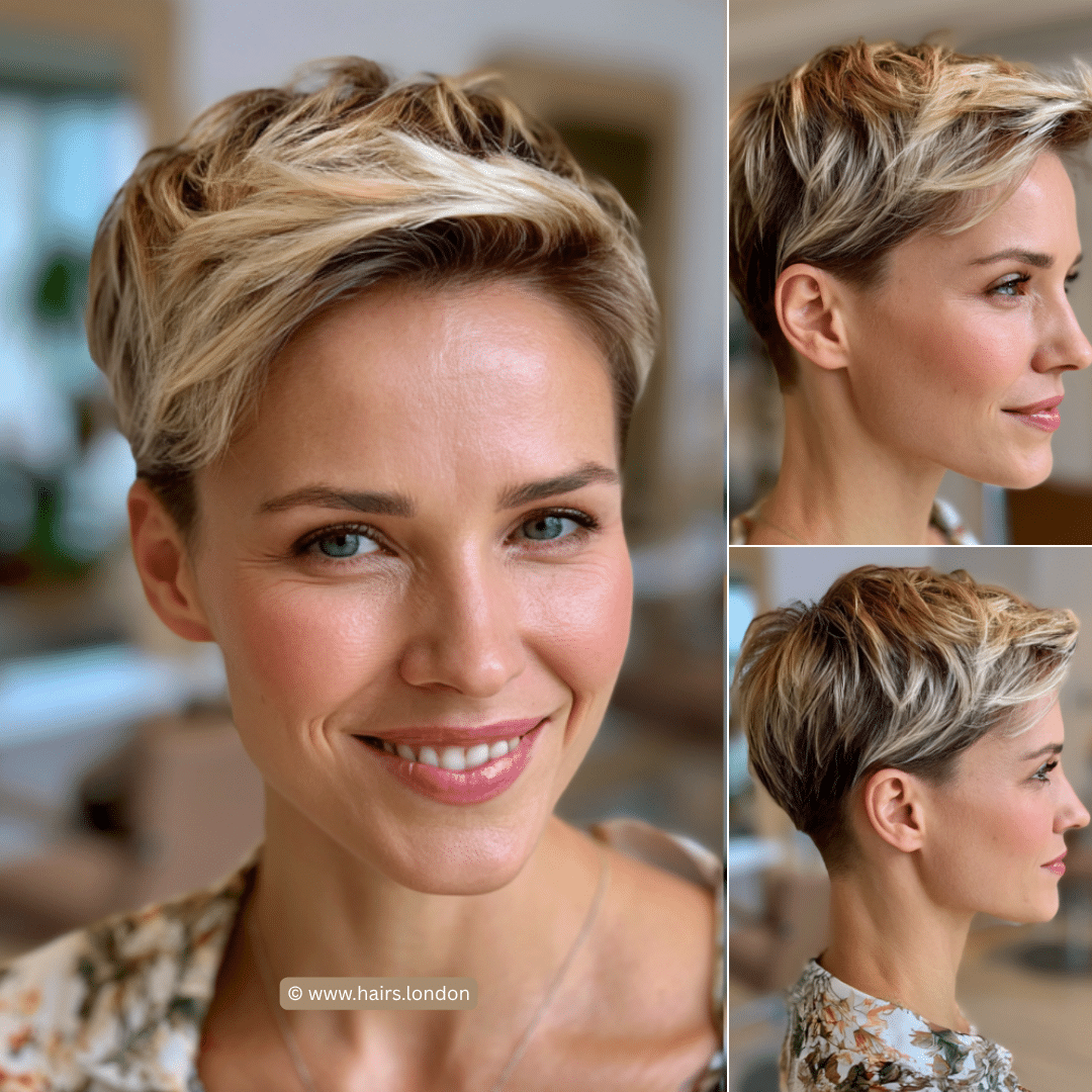 Honey Beige Blonde Pixie Hair