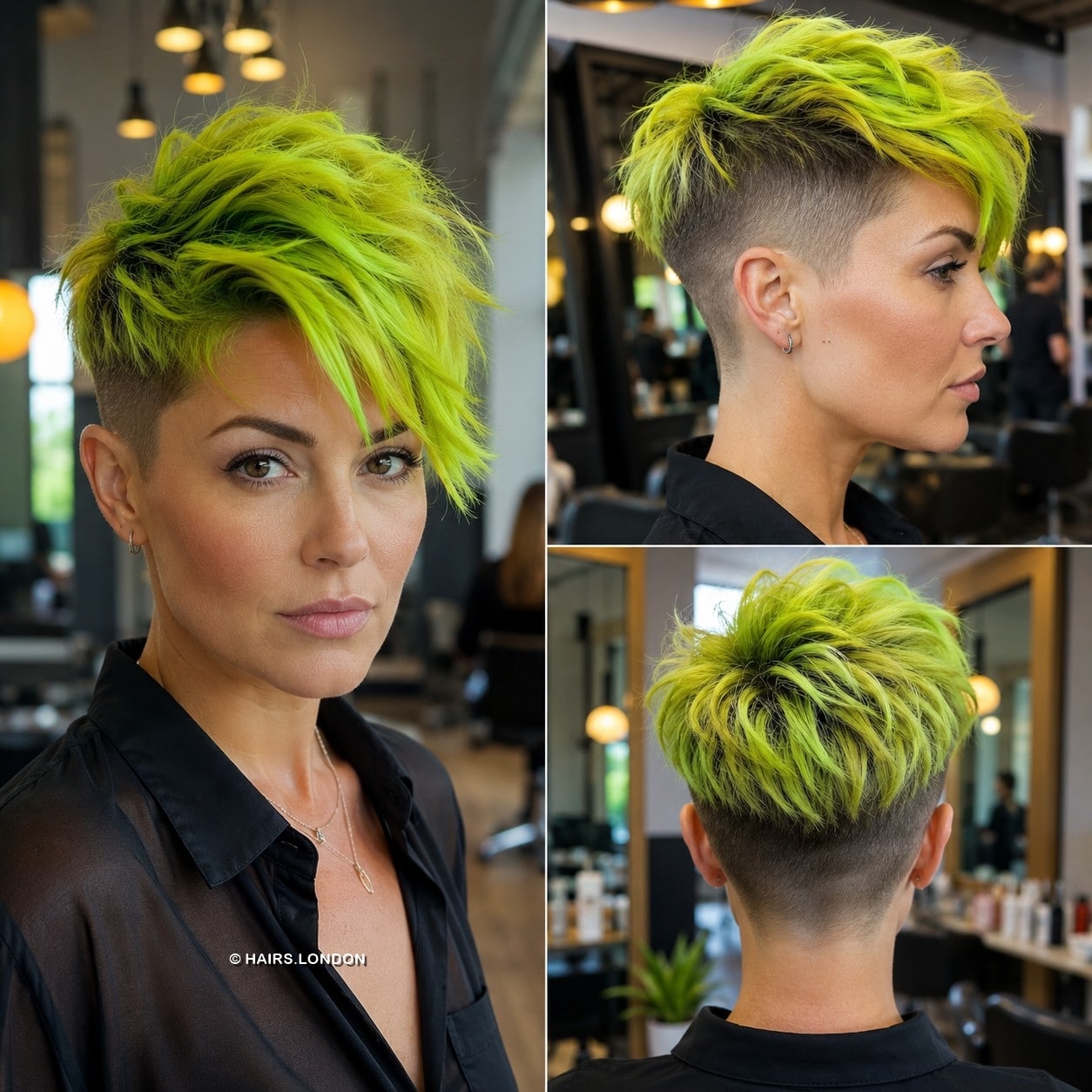 Electric Lime Undercut Pixie Hair