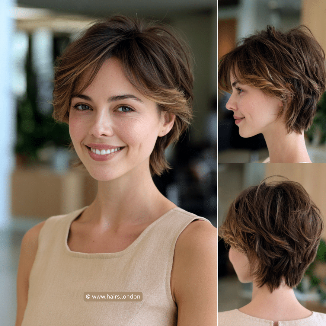 Soft Chestnut Brunette Pixie Hair