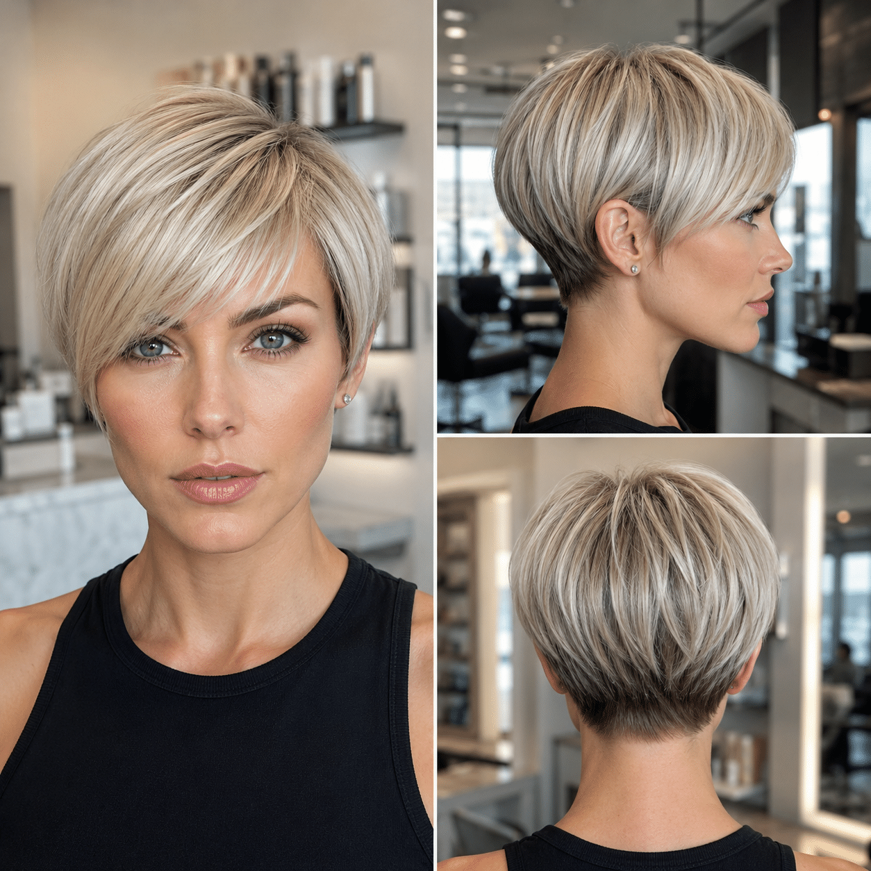 Frosted Pearl Blonde Pixie Hair
