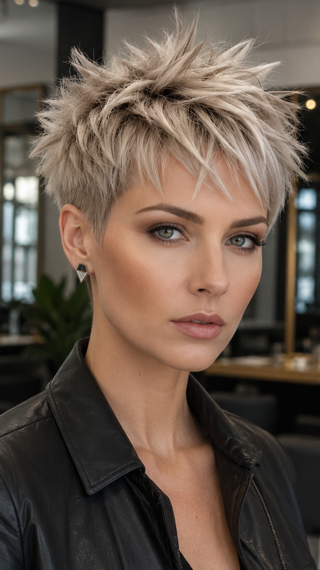 53 Edgy Pixie Cuts for Women of All Ages and Hair Types Frosted Pearl Platinum Pixie Hair