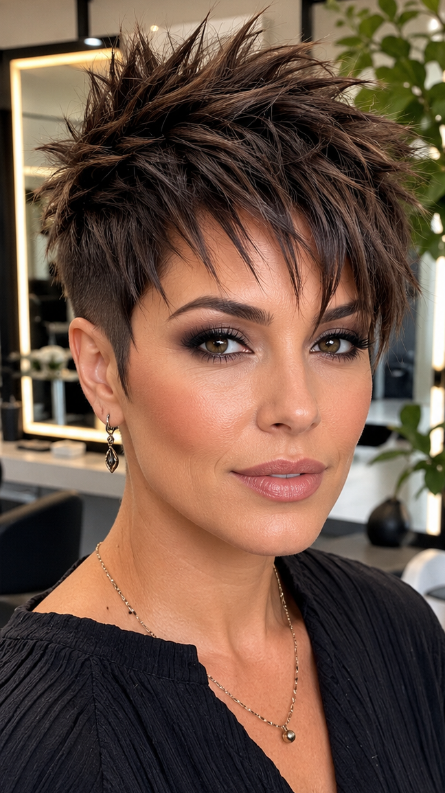 54 Asymmetrical Pixie Cut Ideas That Make a Statement Chocolate Mocha Asymmetrical Pixie Hair