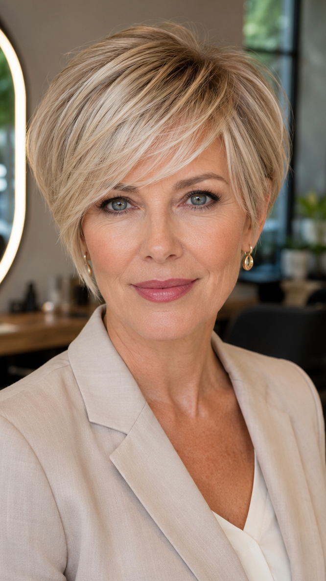 Champagne Pearl Blonde Pixie Hair