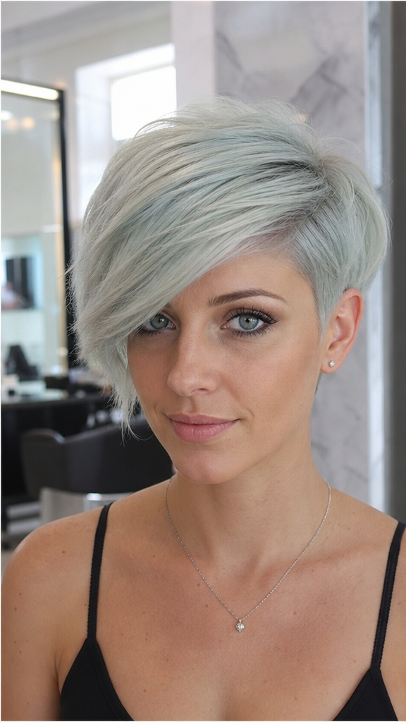 54 Asymmetrical Pixie Cut Ideas That Make a Statement Glacial Silver Blonde Hair