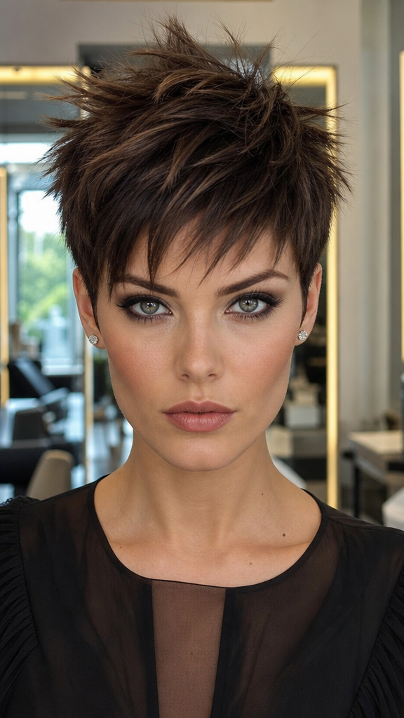 59 Textured Pixie Cut Ideas for a Modern, Messy Look Smoky Espresso Brunette Hair