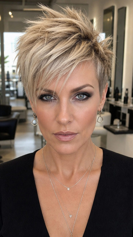 53 Edgy Pixie Cuts for Women of All Ages and Hair Types Champagne Sand Blonde Hair