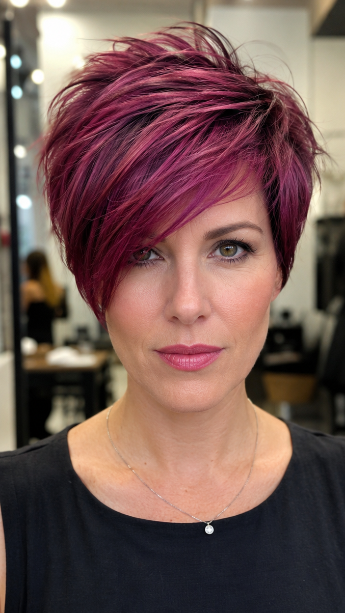 Berry Magenta Pixie Bob Hair