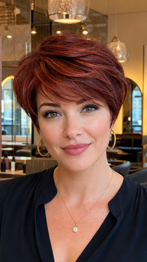 59 Textured Pixie Cut Ideas for a Modern, Messy Look Cinnamon Auburn Spice Hair