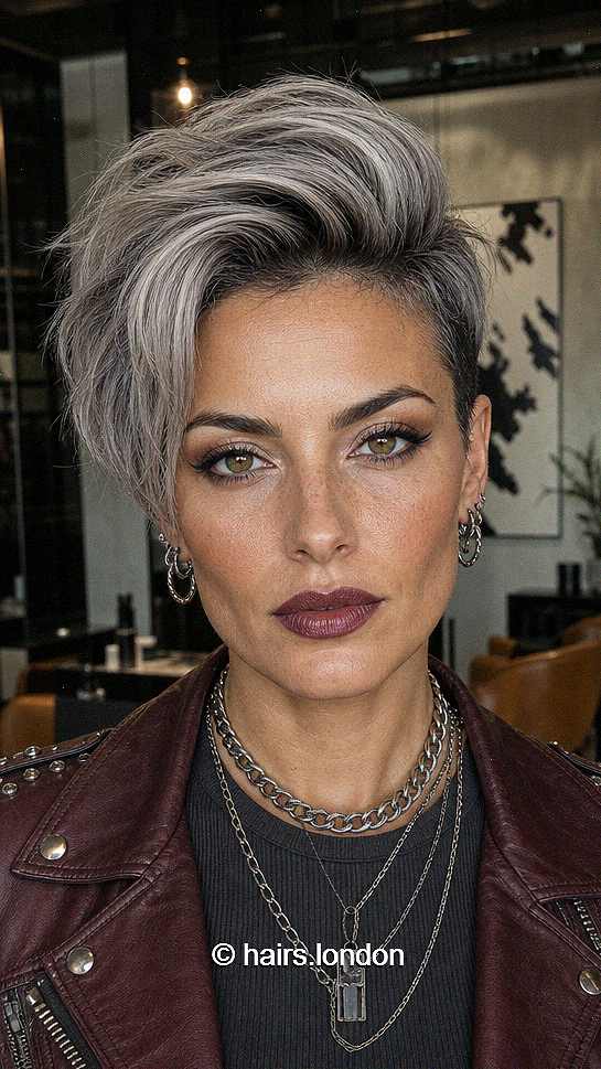 59 Edgy Pixie Cuts for Women of All Ages and Hair Types Smoky Silver Charcoal Hair