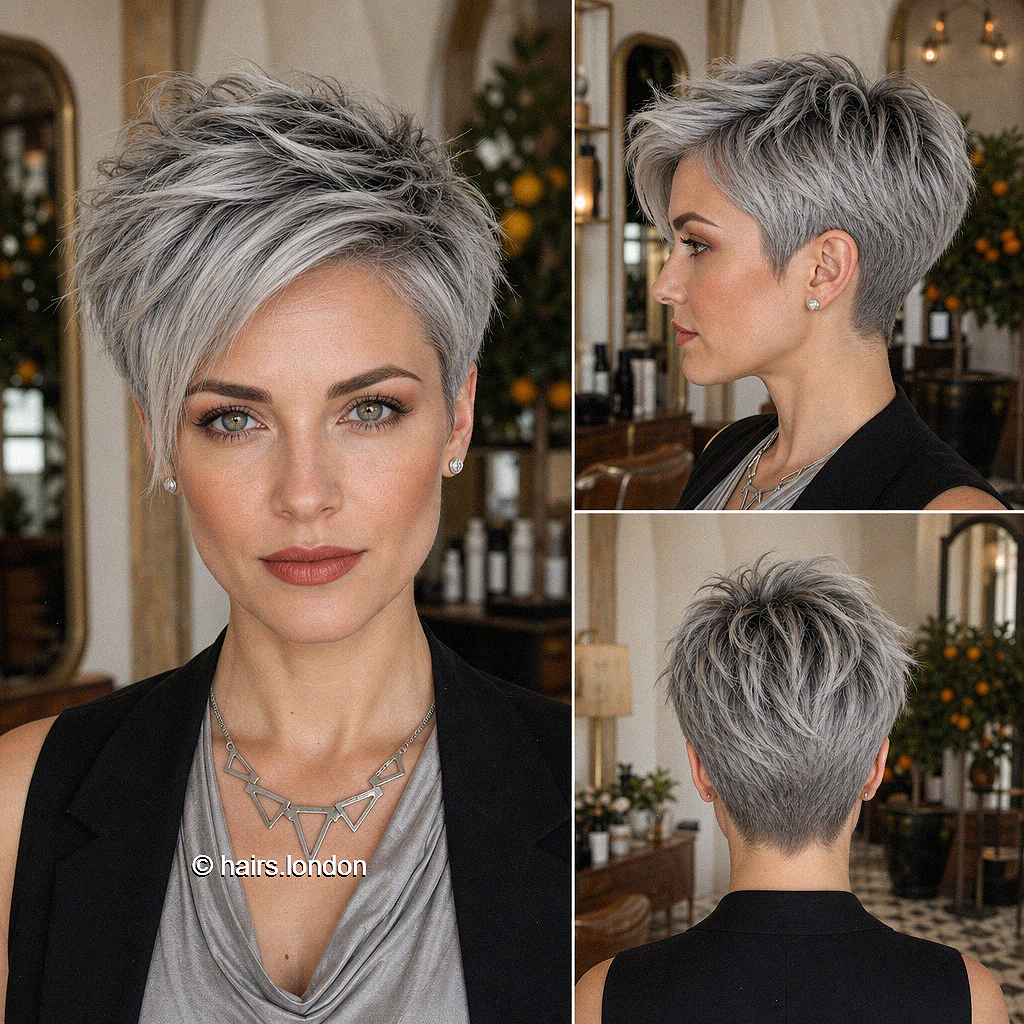 59 Asymmetrical Pixie Cut Ideas That Make a Statement Frosted Pearl Silver Hair