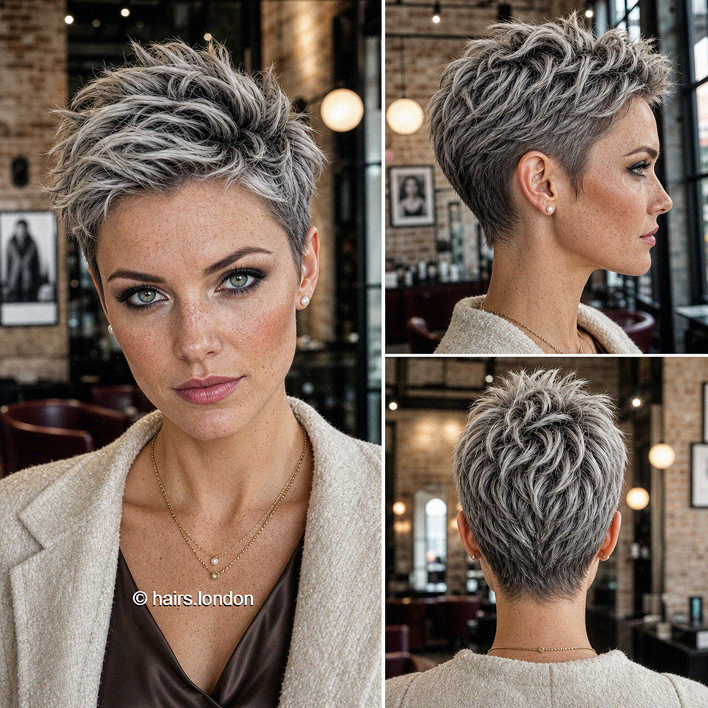 59 Textured Pixie Cut Ideas for a Modern, Messy Look Smoky Graphite Silver Hair