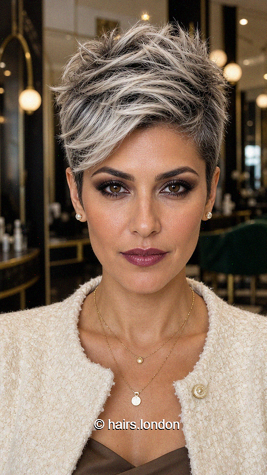 59 Asymmetrical Pixie Cut Ideas That Make a Statement Frosted Pearl Silver Hair