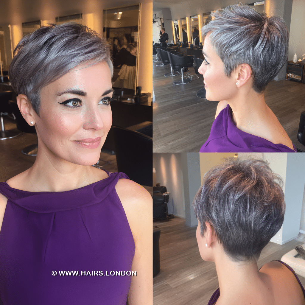 Smoky Silver Ash Pixie Hair