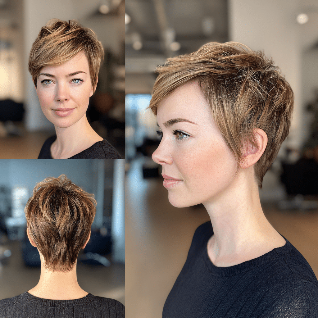 Warm Honey Blonde Pixie Hair