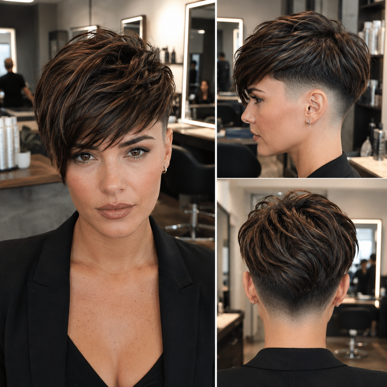 Smoky Cocoa Undercut Pixie Hair
