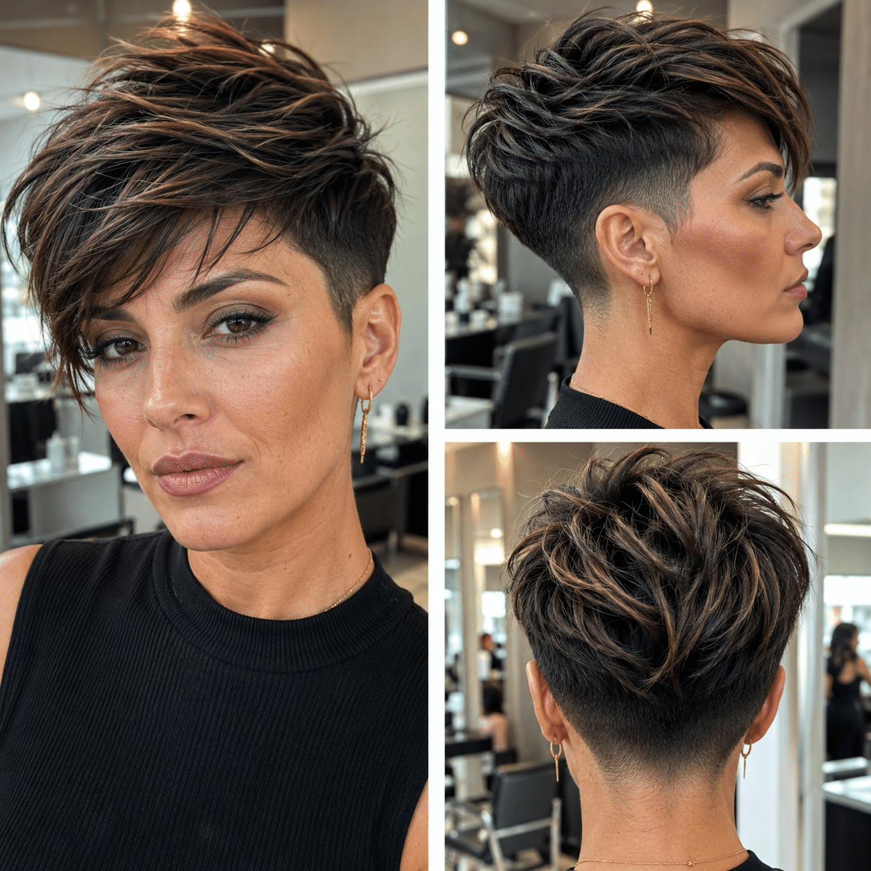 Smoky Bronze Textured Pixie Hair