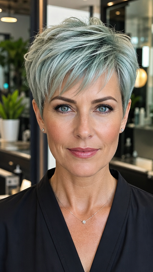 79 Best Short Pixie Cuts and Hairstyles in 2026 Frosted Sage Silver Hair