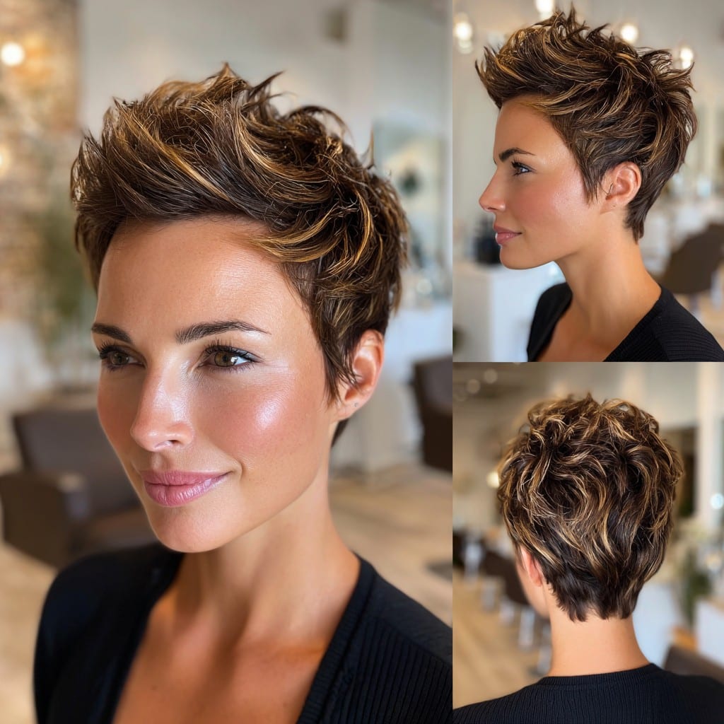 Bronze Highlighted Pixie Hair
