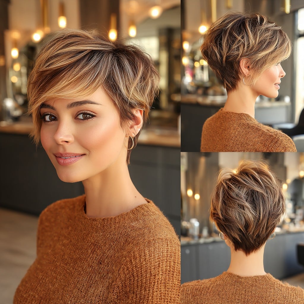 Caramel Blonde Pixie Hair