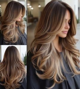 Caramel Bronde Layered Hair