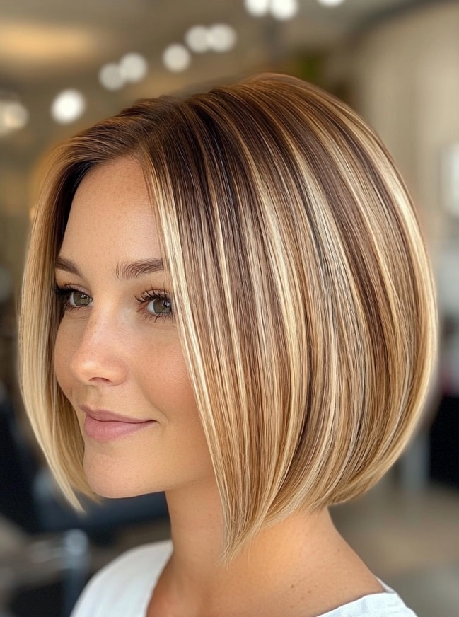 Caramel and Blonde Dimensional Bob with Soft Layers