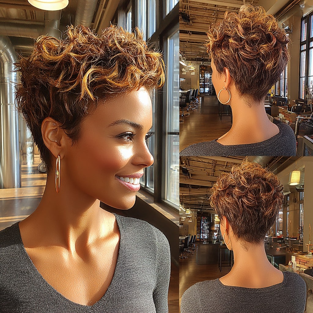 Copper Curly Pixie Hair