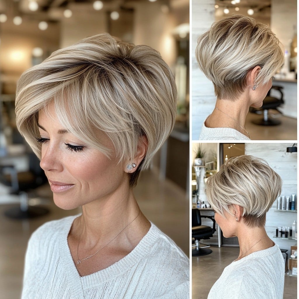 Creamy Blonde with Root Shadow