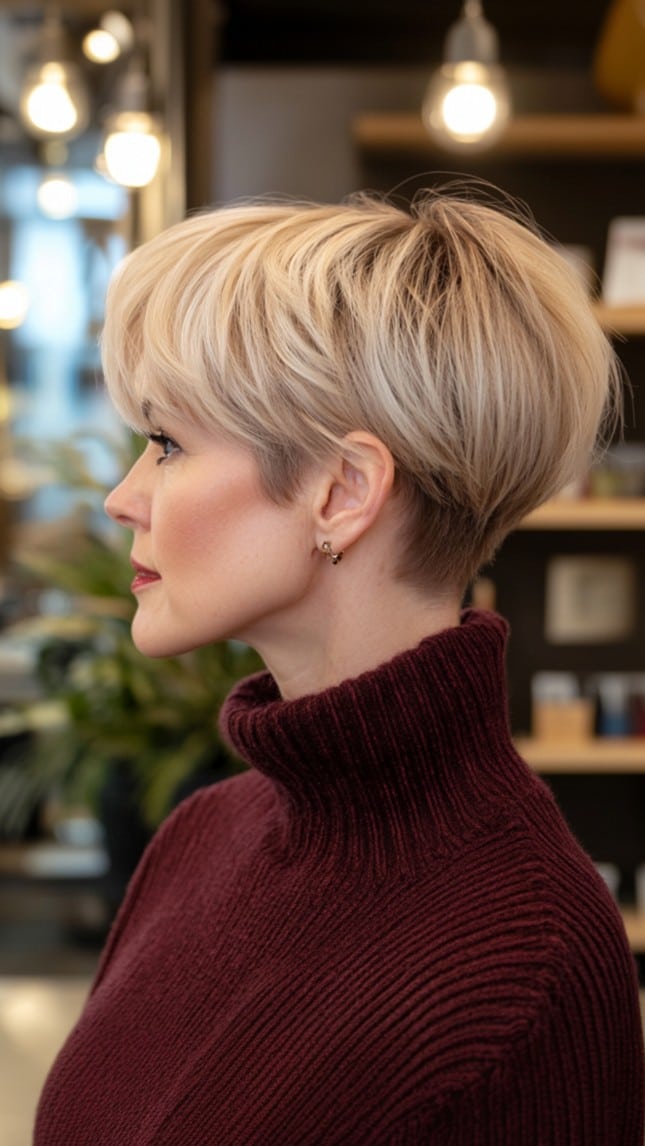 Creamy Butter Blonde Pixie Hair