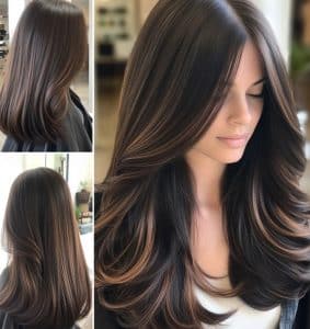 Dark Brown with Caramel Highlights Hair