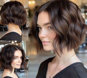 Dark Chocolate Wavy Bob Hair