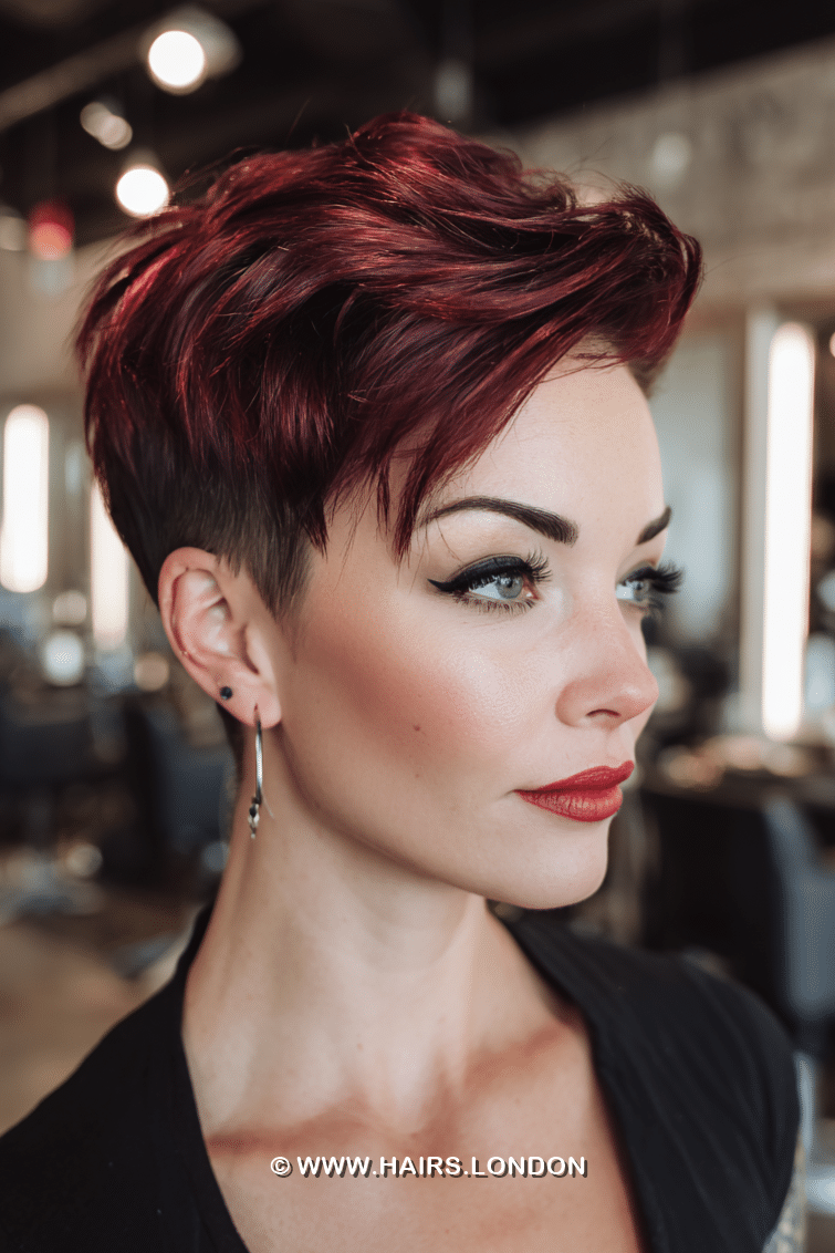 Deep Plum Burgundy Pixie Hair