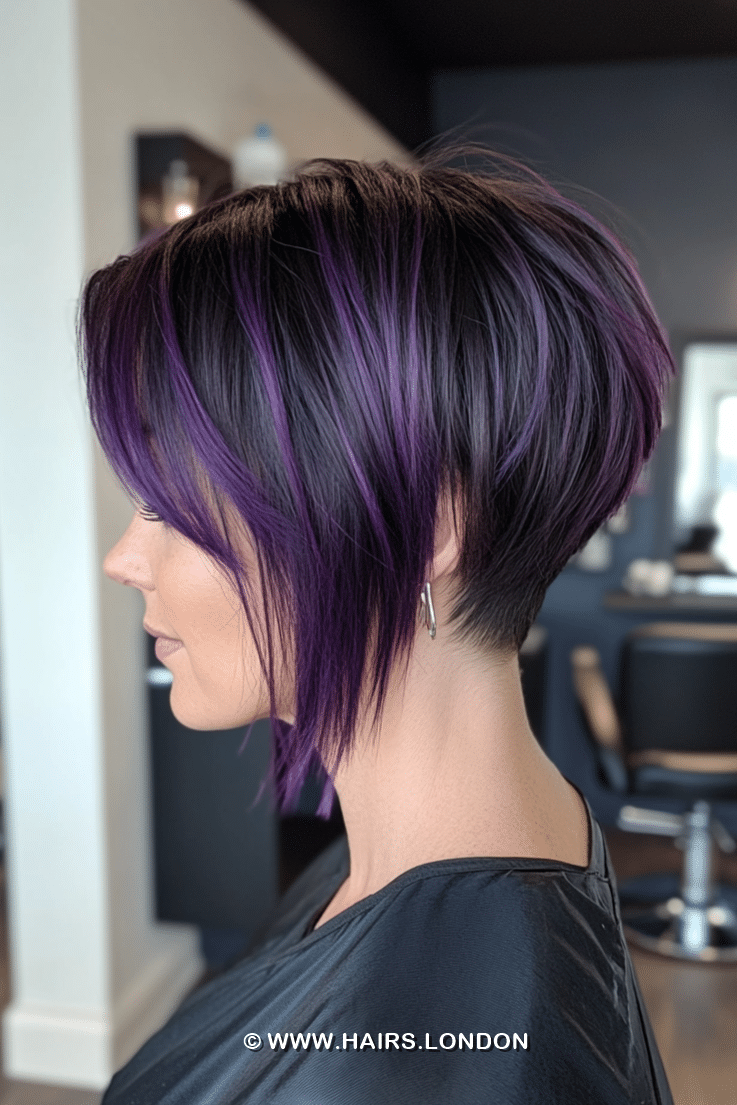 Deep Plum Highlighted Hair