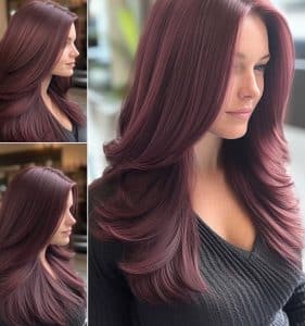 Deep Plum Layered Hair