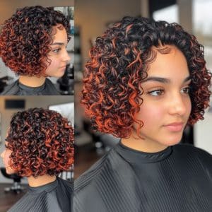 Fiery Copper Curly Bob Hair