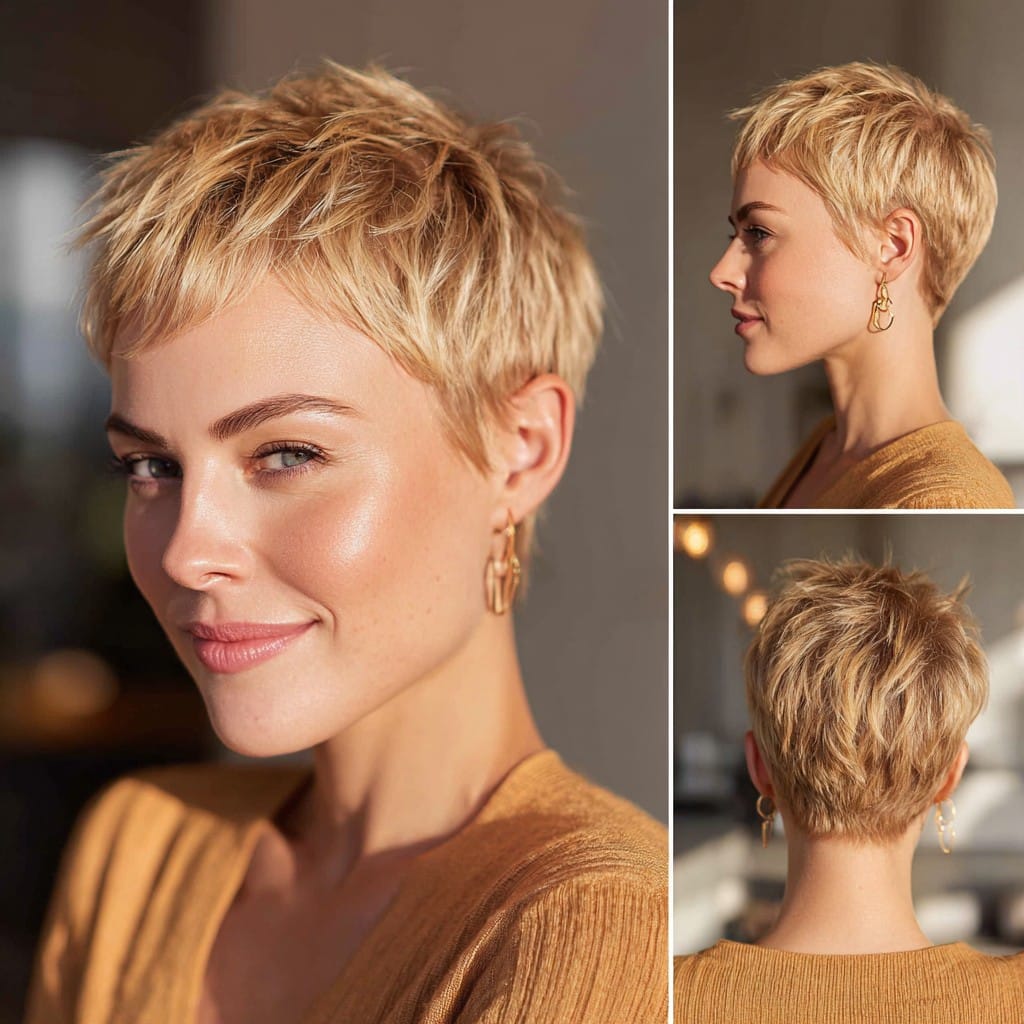 Golden Blonde Textured Pixie Hair