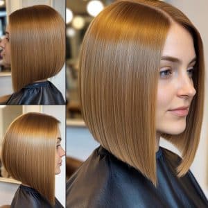 Golden Caramel A-Line Bob Hair